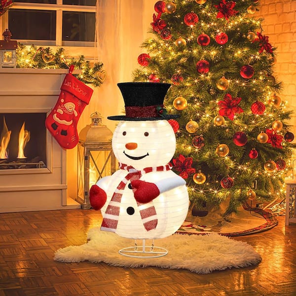 LuxenHome 30 in. H Indoor and Outdoor Snowman Globe Christmas
