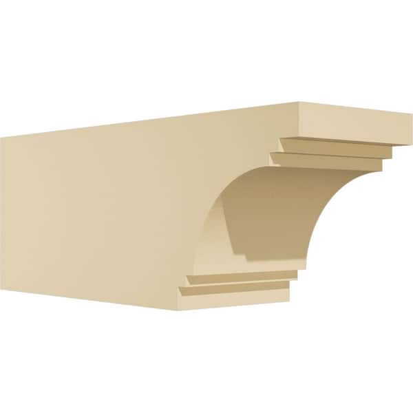 Ekena Millwork 5 in. W x 6 in. H x 16 in. L Standard Pescadero Signature Urethane Outlooker Rafter Tail, Primed Tan