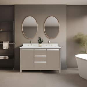 54 in. W x 22 in. D x 34 in. H Double Sink Bathroom Vanity in Driftwood Gray with Engineered Marble Top