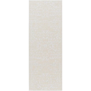 Lyna Cream Distressed 3 ft. x 7 ft. Machine-Washable Indoor Runner Area Rug