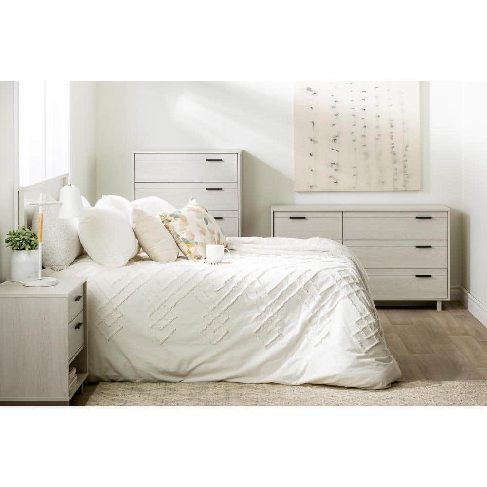 Fynn Full Winter Oak Wood Panel Headboard with Storage