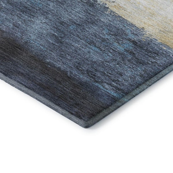 Mayfield Premium Machine Washable Abstract AMF2169 Blue 2 ft. x 7 ft. Runner Rug