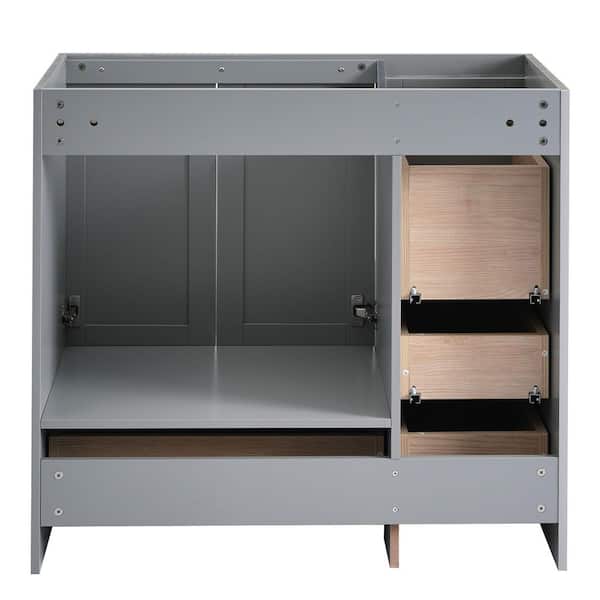 Virubi 35 in. Freestanding Bath Vanity Cabinet without Top in Gray