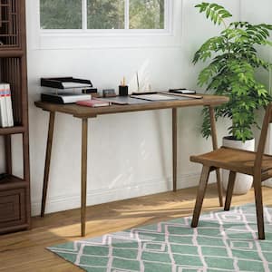 Asa 47 in. Rectangular Walnut Oak Writing Desk with Solid Wood Material