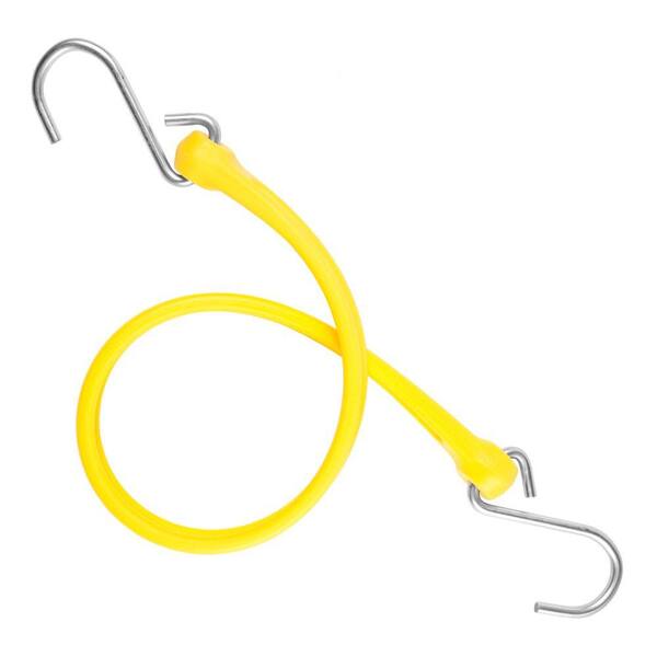 The Perfect Bungee 19 in. EZ-Stretch Polyurethane Bungee Strap with Stainless Steel S-Hooks (Overall Length: 24 in.) in Yellow