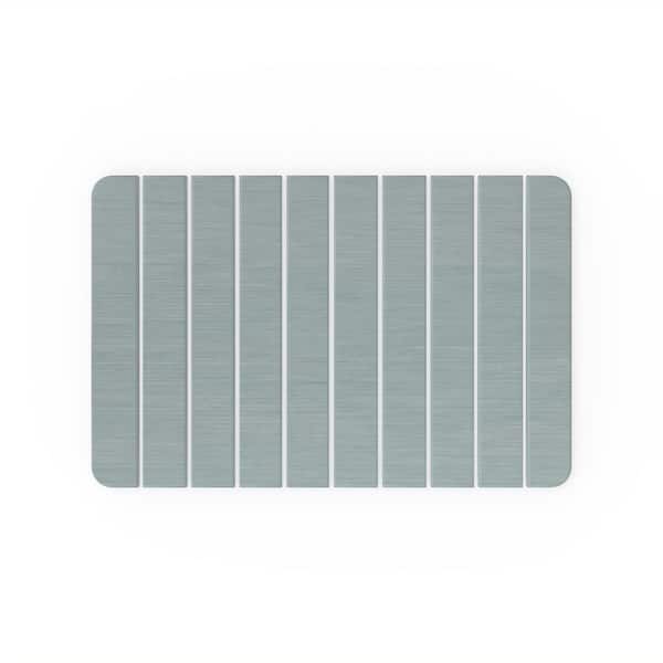 castellousa 24 in. x 15 in. Quick Dry Medium Slatted Turquoise Green Rectangle Diatomite Bathmat