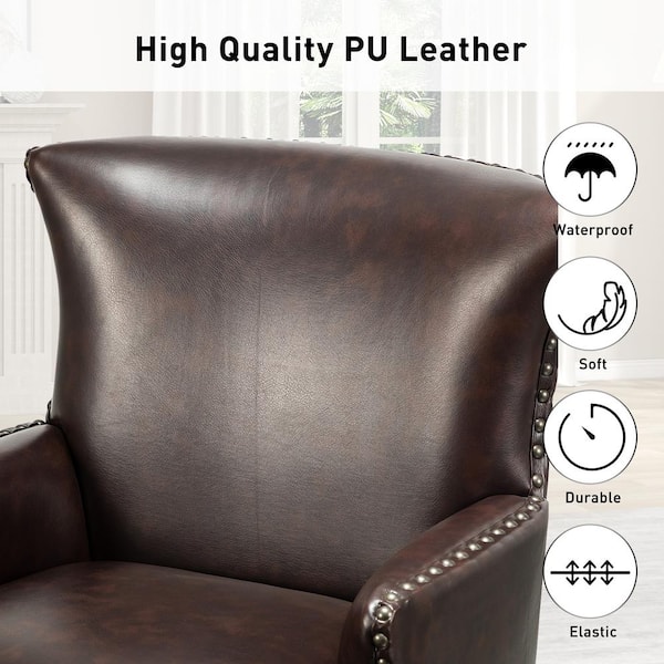 Brentwood Nubuk Faux-Leather Chair Pad 4-Pack, Brown