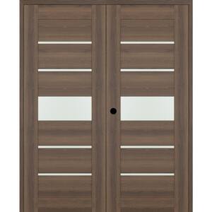Vana 07-06 36 in. x 84 in. Right Active 5-Lite Frosted Glass Pecan Nutwood Wood Composite Double Prehung Interior Door