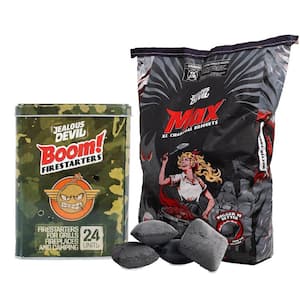 20 lbs. XL Max Charcoal Briquets Plus 24-Pack Boom Firestarters