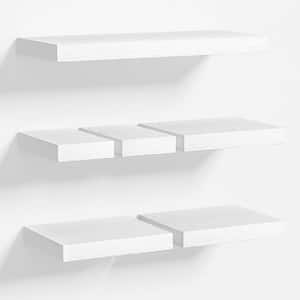 16 in. W x 6.7 in. D White Floating Shelves Wall, Rustic Wood Decorative Wall Shelves with Invisible Bracket, (Set of 6)