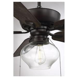 52 in. 1-Light Indoor Oil Rubbed Bronze Ceiling Fan with Clear Glass Shade and Pull Chain