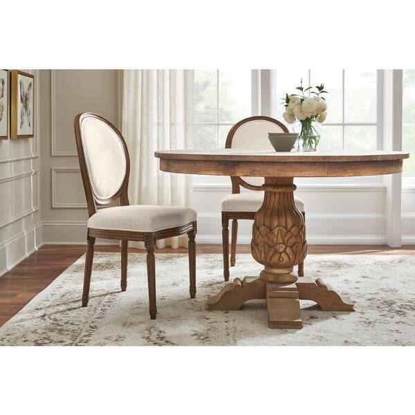 Home Decorators Collection Ellington Haze Wood Upholstered Dining Chair With Rounded Back Ivory Seat Set Of 2 19 In W X 38 H Pjc685 297004 Home Decorators Collection Ellington, Round Back Dining Chairs Set Of 2