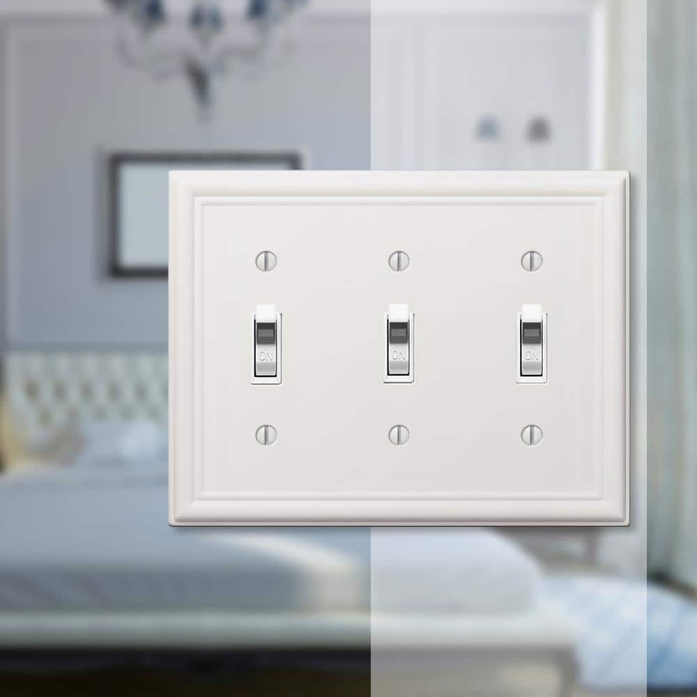 Chelsea White 3-Gang Stamped Steel Toggle Wall Plate