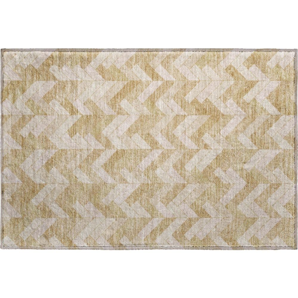 Mayfield Premium Machine Washable Abstract AMF2297 Wheat 3 ft. x 4 ft. Area Rug price history on PriceWatchPro