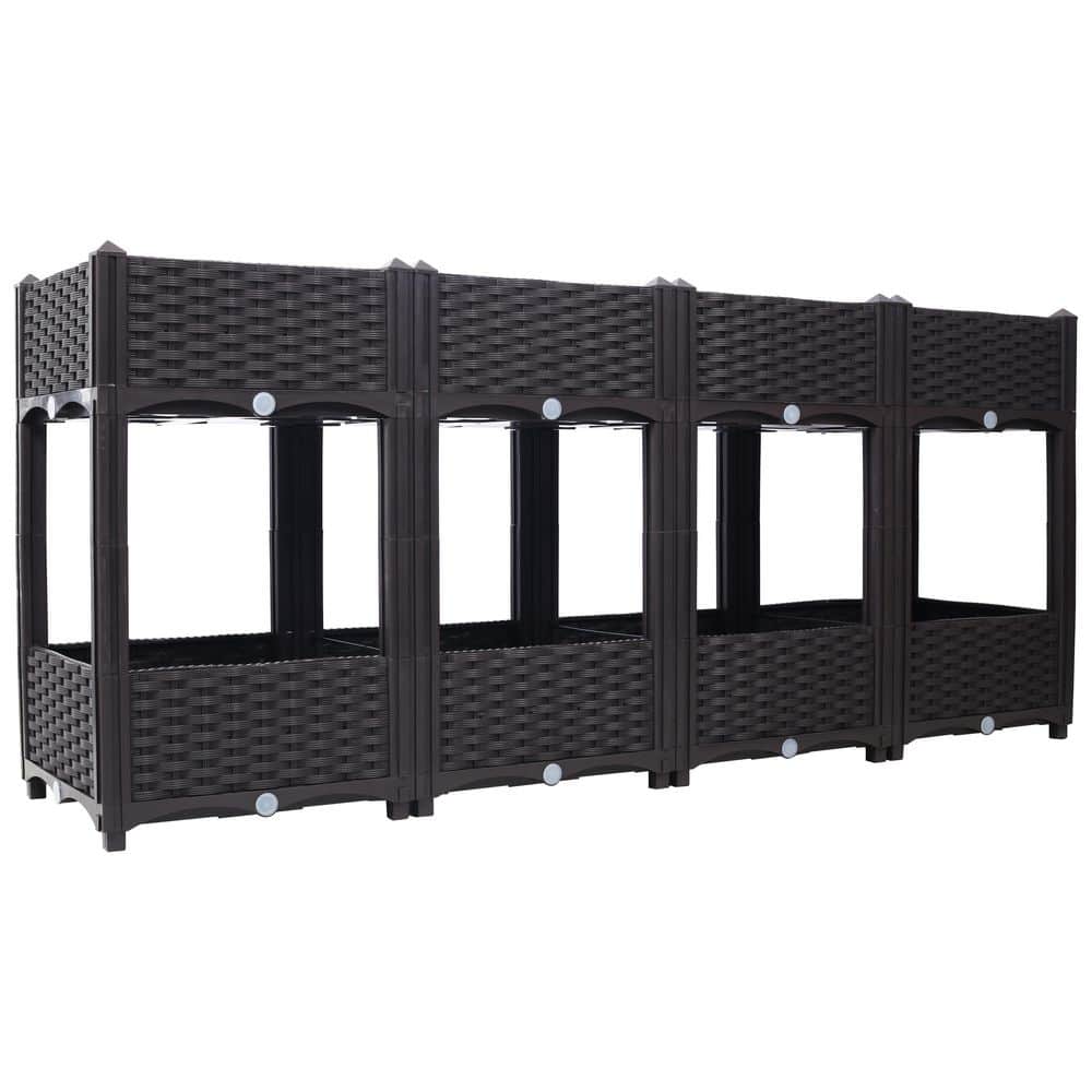 63.0 in. L x 15.7 in. W x 27.7 in. H Brown Wooden Elevated Garden Bed, Rais