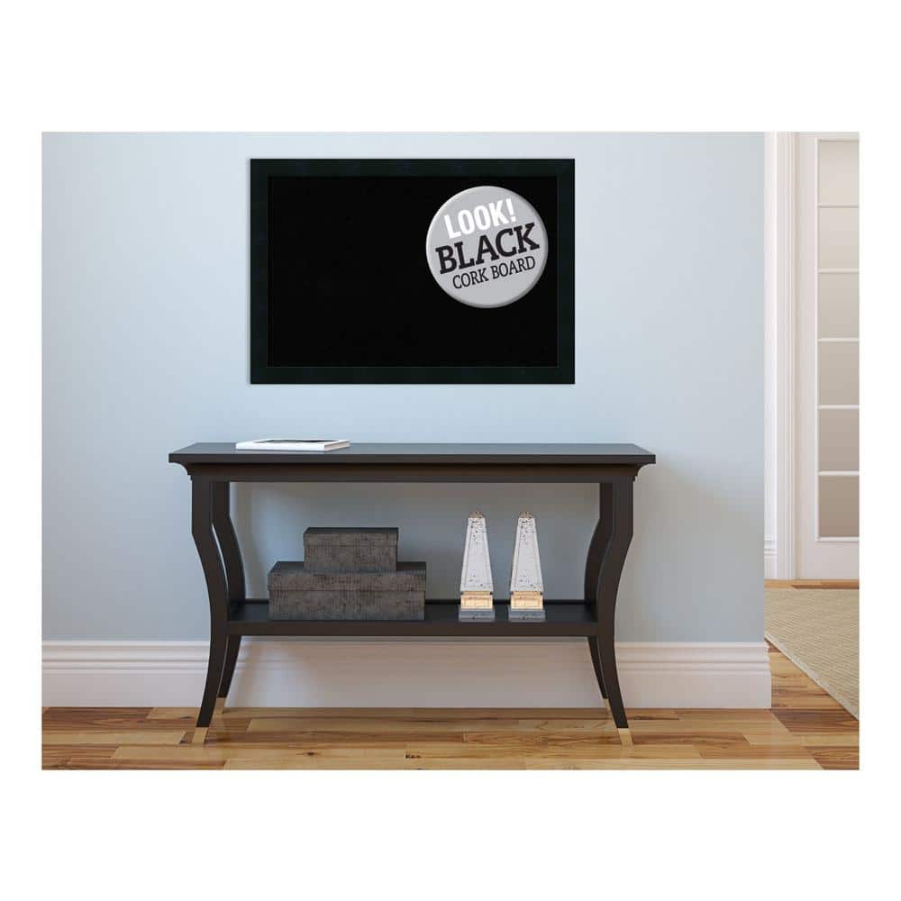 Mezzanotte Black Framed Cork Bulletin Board 28.84" x 21.26"
