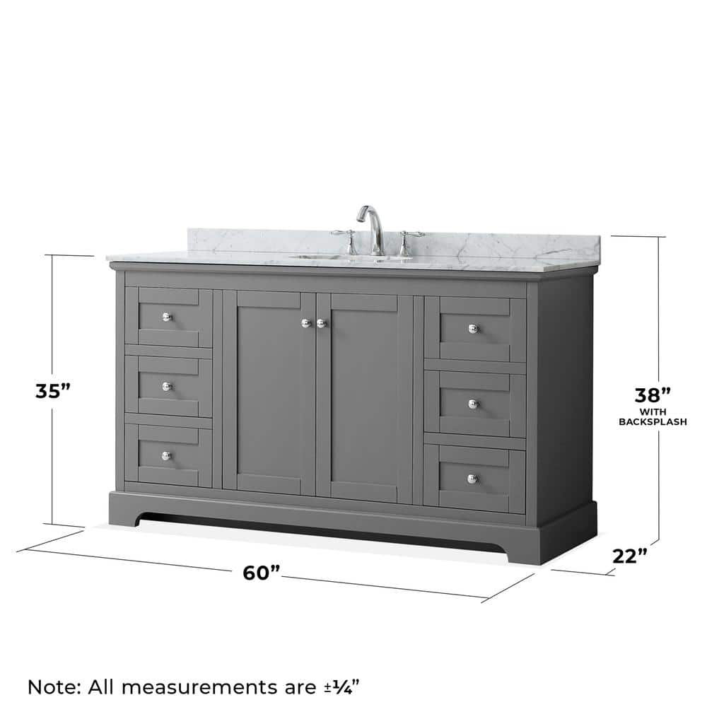 Avery 60'' Dark Gray Single Freestanding Bathroom Vanity with Stone Top