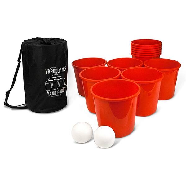 YARD GAMES Giant Outdoor Yard Pong Activity Party Set w/12 Buckets and