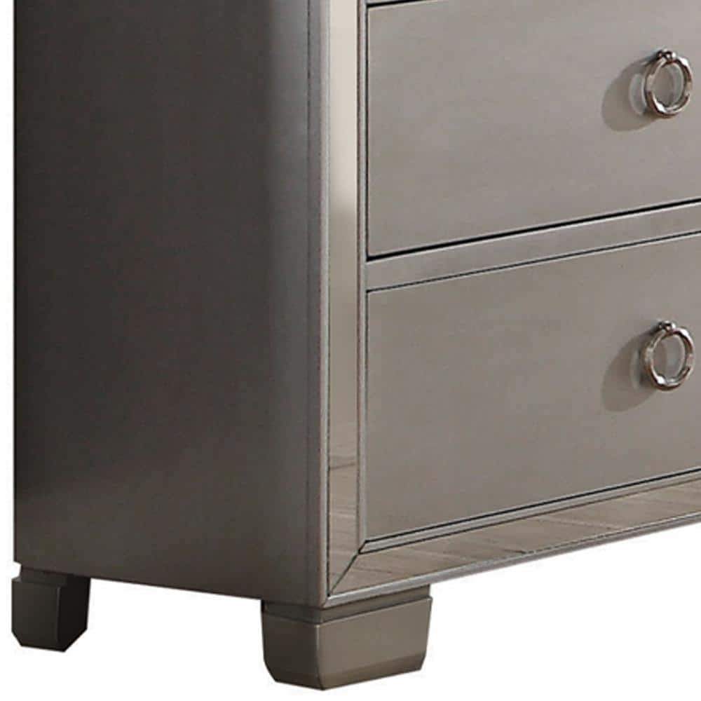Platinum Mirror Trim 7-Drawer Dresser with Wooden Legs