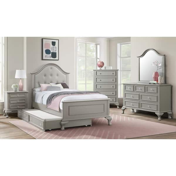 Picket House Furnishings Jenna 26 in. H x 24 in. W x 16 in. D Nightstand in Grey