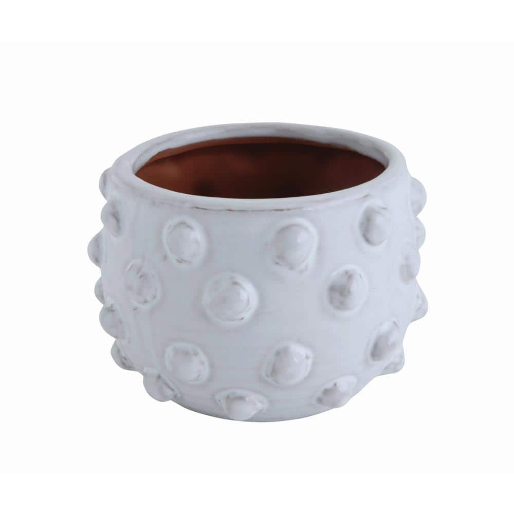 UPC 191009105480 product image for 6.25 in. L x 6.25 in. W x 4.75 in. H Matte White Clay Decorative Pots with Raise | upcitemdb.com