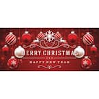 7 ft. x 16 ft. Red Ornaments in Snow Christmas Garage Door Decor Mural for Double Car Garage