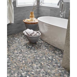 Sliced Rainforest Pebble 11.81 in. x 11.81 in. x 10 mm Tumbled Marble Mesh-Mounted Mosaic Tile (9.7 sq. ft./case)