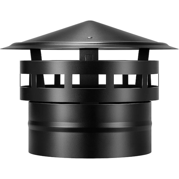 8 in. Round Galvanized Steel Cone Top Chimney Cap with Screen in Black