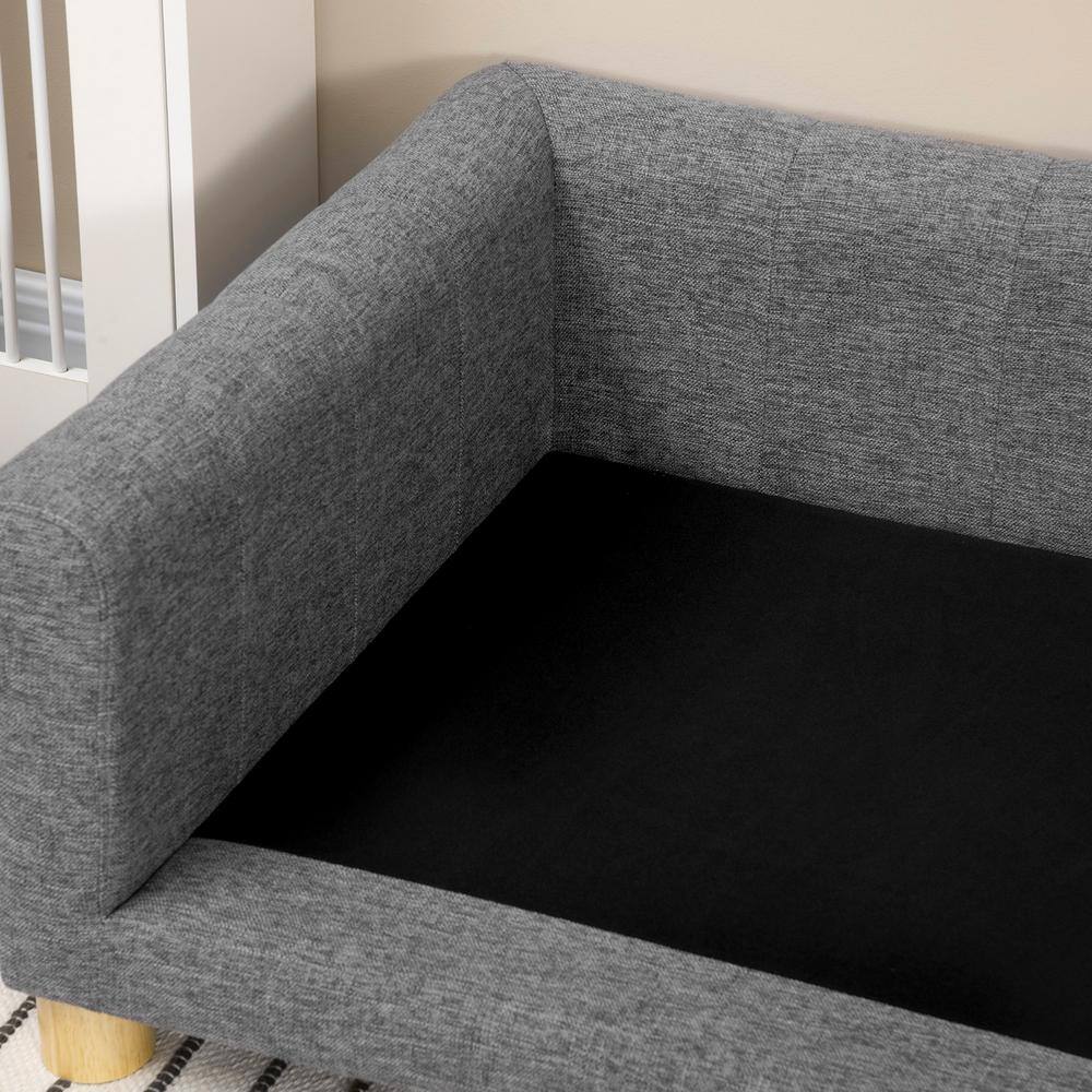 Large Dark Gray Elevated Dog Couch Bed with Removable Cushion
