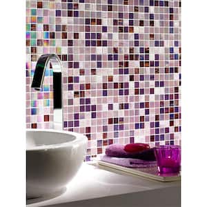 Mingles 12 in. x 12 in. Glossy Crepe Pink Glass Mosaic Wall and Floor Tile (20 sq. ft./case) (20-pack)