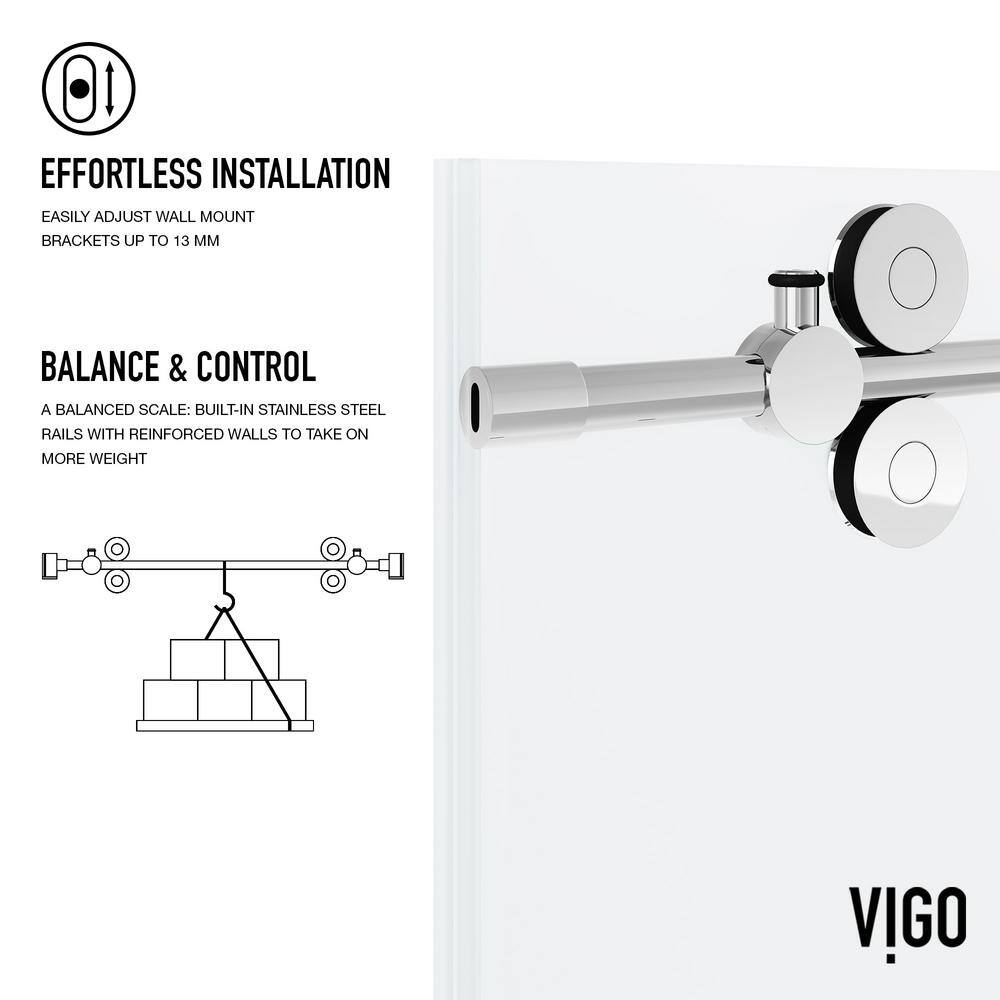 Frameless 60" Frosted Glass Sliding Shower Door with Brushed Stainless Steel Hardware
