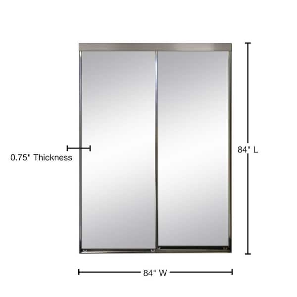 84 in. x 84 in. Polished Edge Mirror Framed with Gasket Interior Closet Sliding Door with Chrome Trim
