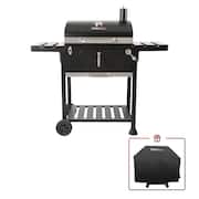 Charcoal Grill with 2 Side Table in Black Plus a Cover
