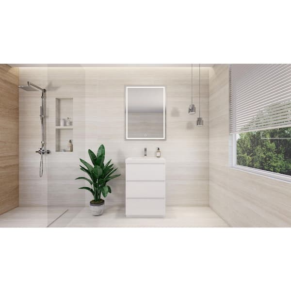 Moreno Bath Angeles 24 in. W Vanity in High Gloss White with Reinforced Acrylic Vanity Top in White with White Basin