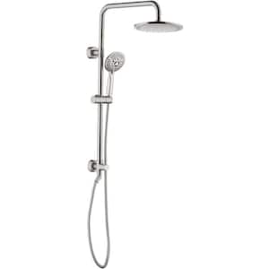 5-Spray Wall Mount Handheld Shower Head 2.5 GPM in Brushed Nickel with 60 Inch Long Stainless Steel Shower Hose