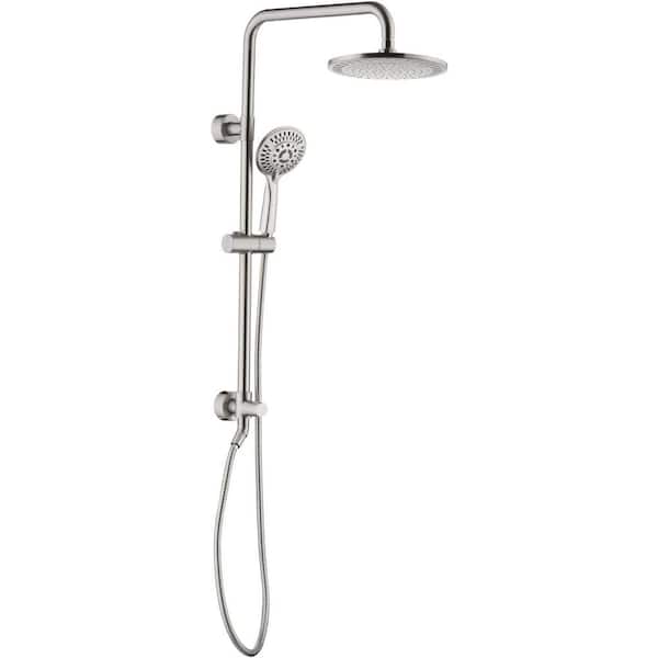 Lukvuzo 5-Spray Wall Mount Handheld Shower Head 2.5 GPM in Brushed Nickel with 60 Inch Long Stainless Steel Shower Hose