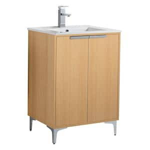 24 in. W x 18.5 in. D x 35.25 in. H Single sink Bath Vanity in Yellow with Polished Chrome Hardware and Ceramic Sink top