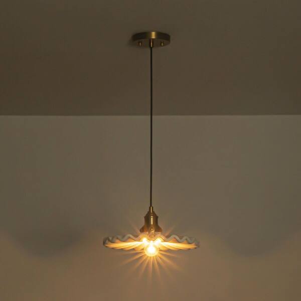 Rennnsan Evryn 11.8 in. 1-Light Brushed Gold Modern Single Pendant