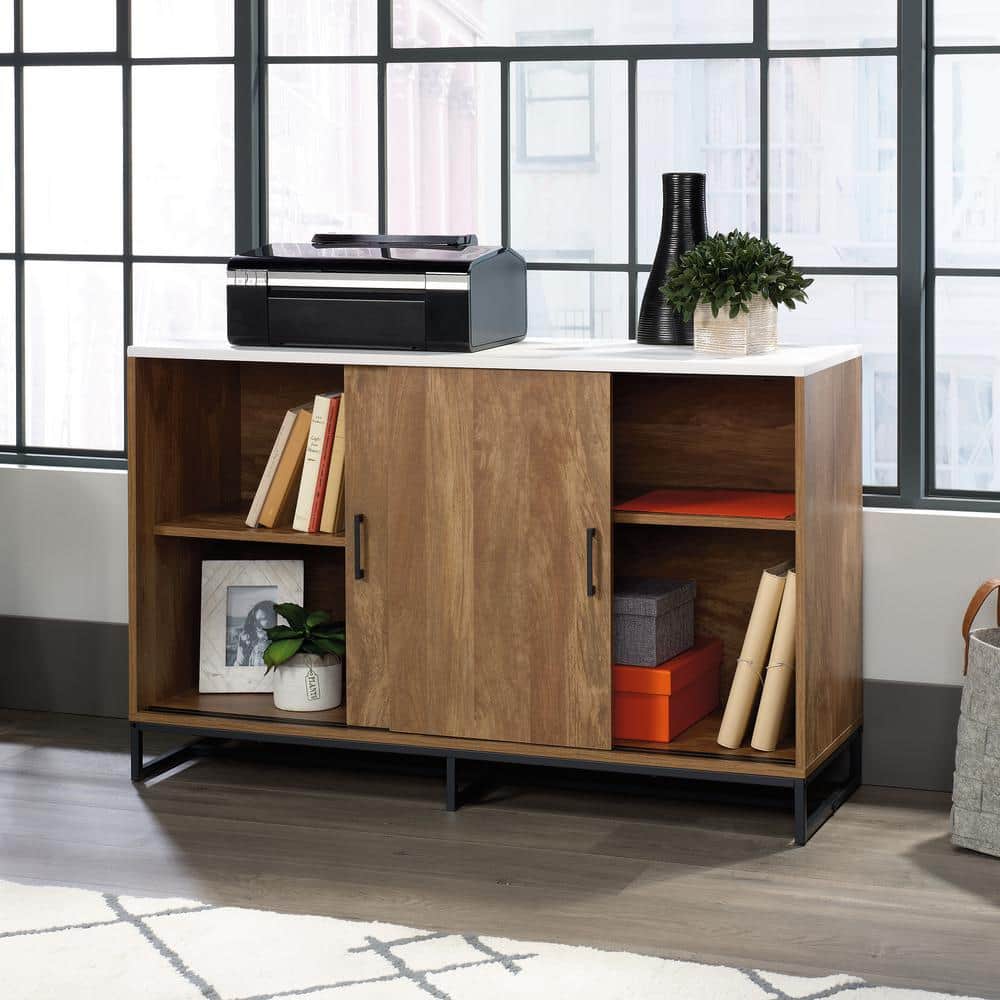 Sindoori Mango and White TV Credenza with Sliding Doors