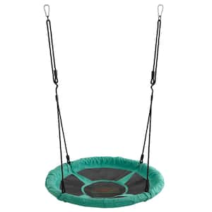 Machrus Swingan  37.5 in. Super Fun Nest Swing With Adjustable Ropes  Solid Fabric Seat Design  Green
