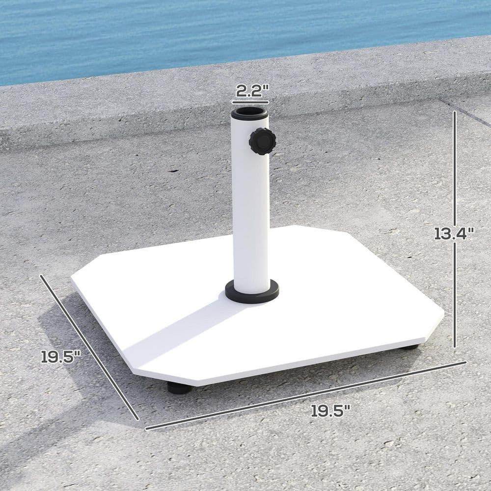 White Metal Square Patio Umbrella Base with Adjustable Pads