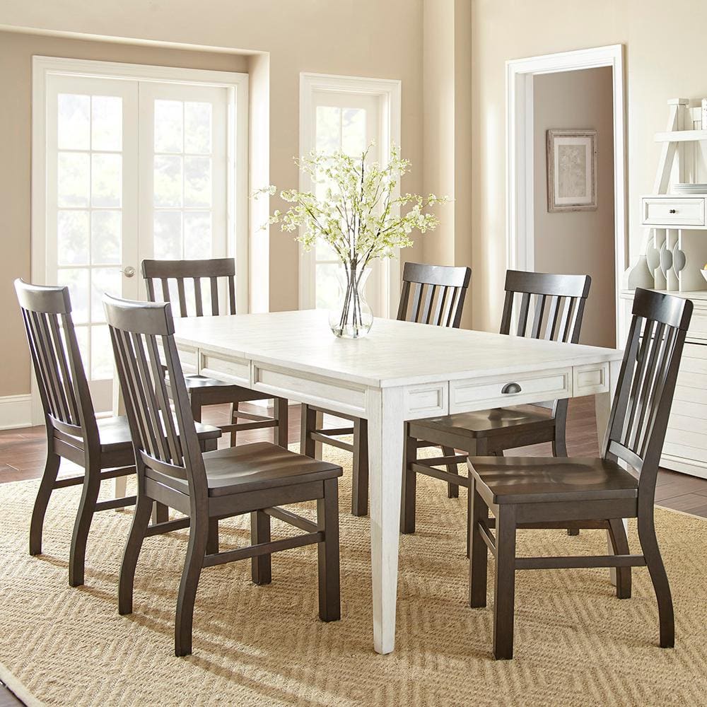Set of 2 Dark Oak High Slat Back Side Chairs