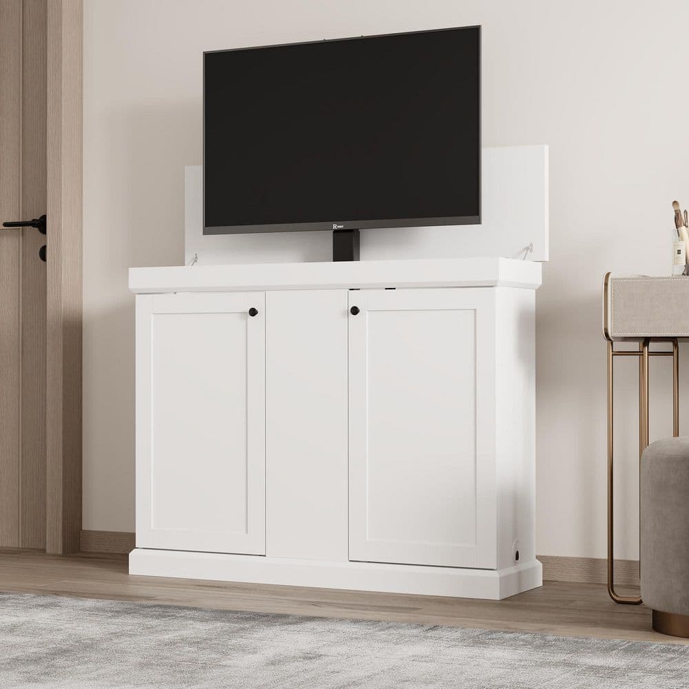 ID:G60048782　テレビ台 FUFU&GAGA White TV Cabinet Entertainment Center Fits TVs up to 50