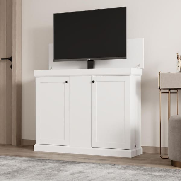 FUFU&GAGA White TV Stand Fits TVs up to 40-55 in. with Lift
