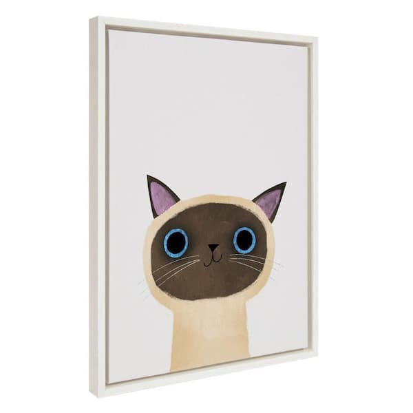 Kate and Laurel Sylvie Siamese Cat by Planet Cat Framed Art Print 18 in. x 24 in.