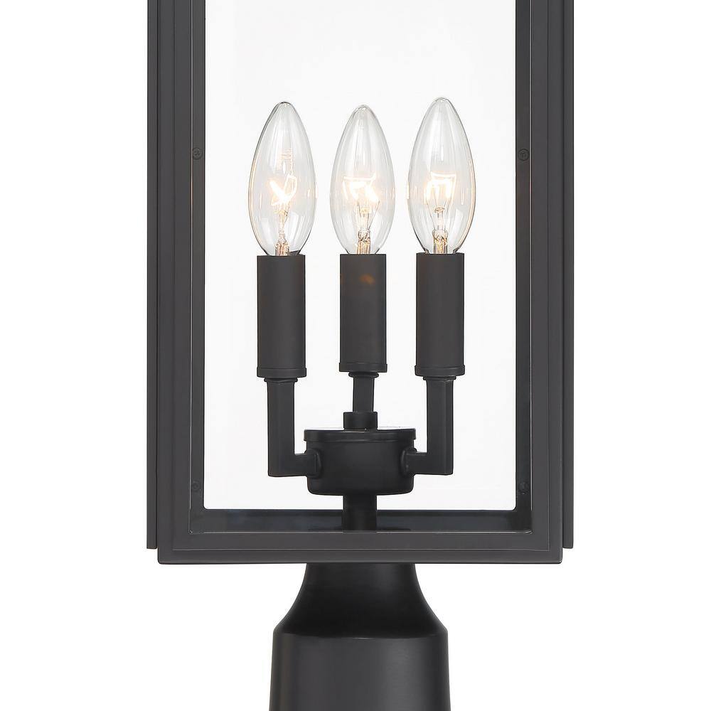 Byron Matte Black Steel Outdoor Post Lantern with Clear Glass