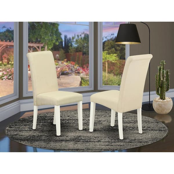 East West Furniture Linen White, Parson Dining Room Chairs-Cream Linen Fabric Upholstered Chairs (Set Of 2)
