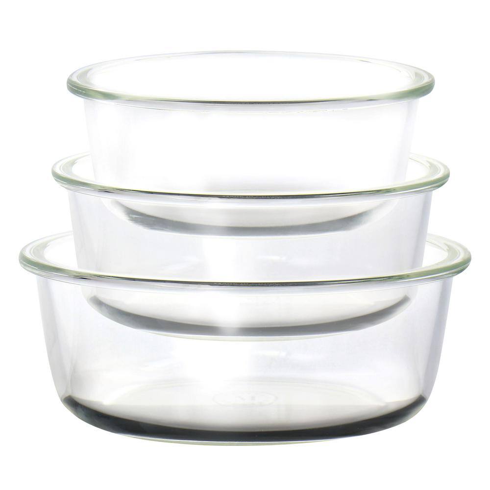 Mint Green Glass Storage Bowl Set with Lids, 3-Piece