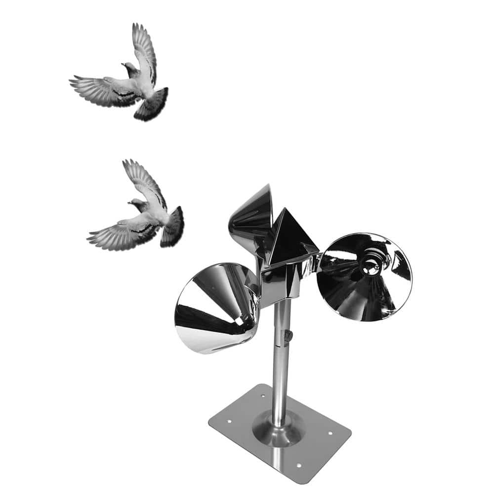 Silver Wind-Powered Spinning Bird Deflector with Reflective Cones