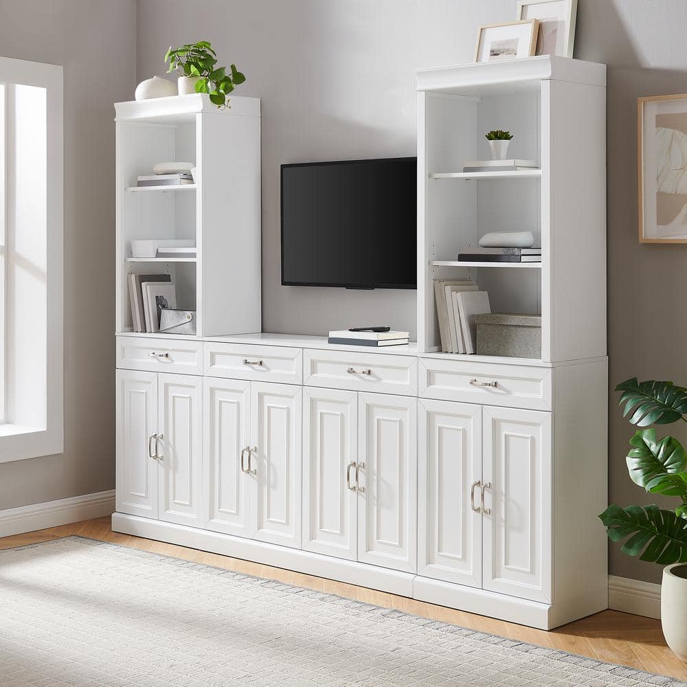 78" White MDF Sideboard and Storage Bookcase Set